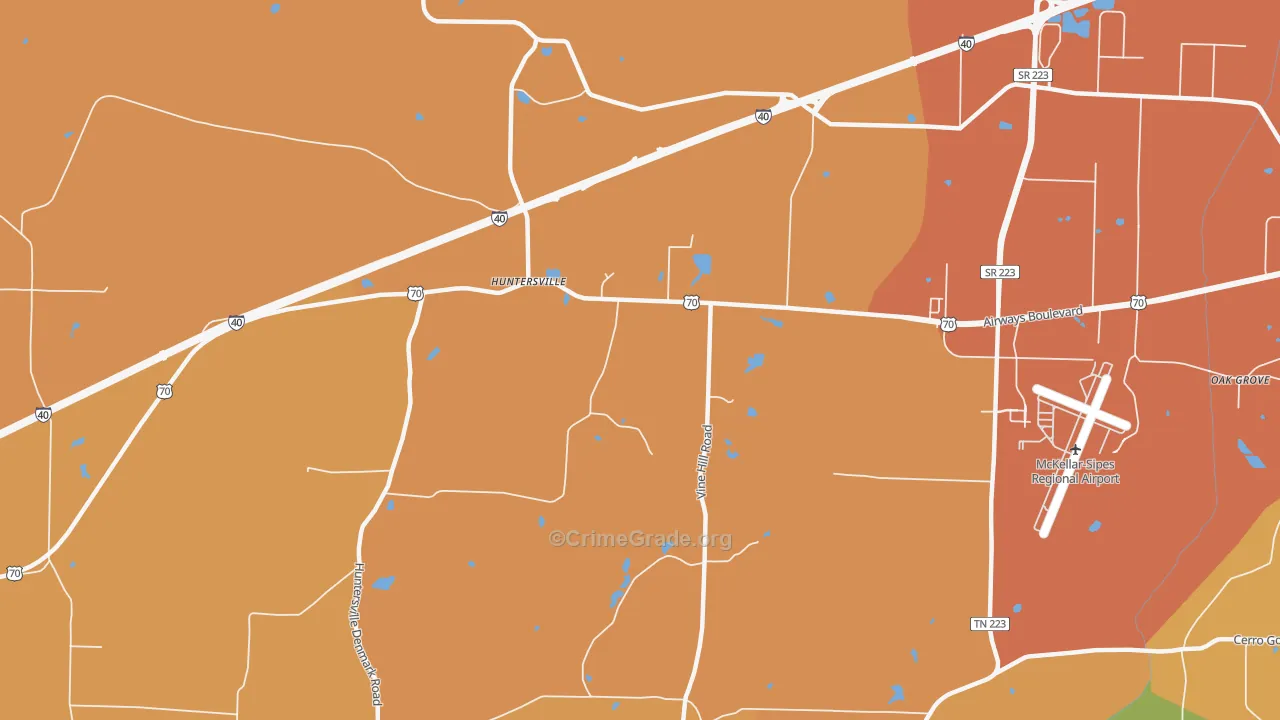 Huntersville, TN Map of Vandalism Rates