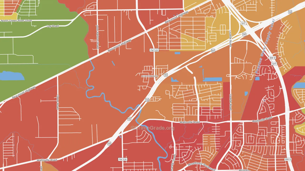 Hunterwood, Houston, TX Map of Vandalism Rates