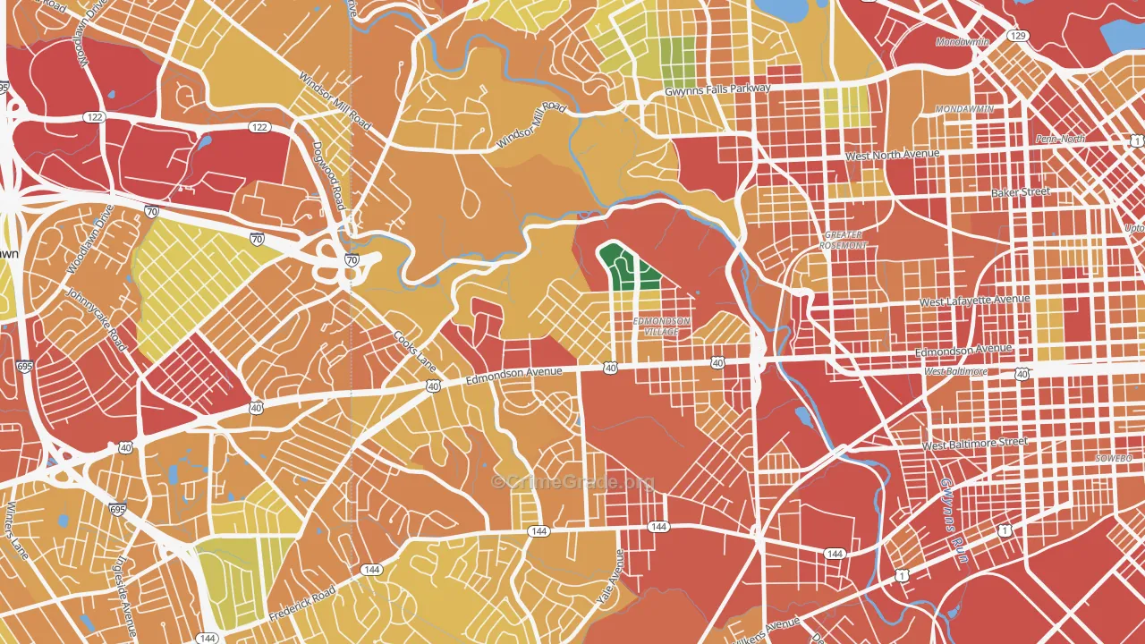 Hunting Ridge, Baltimore, MD Map of Vandalism Rates