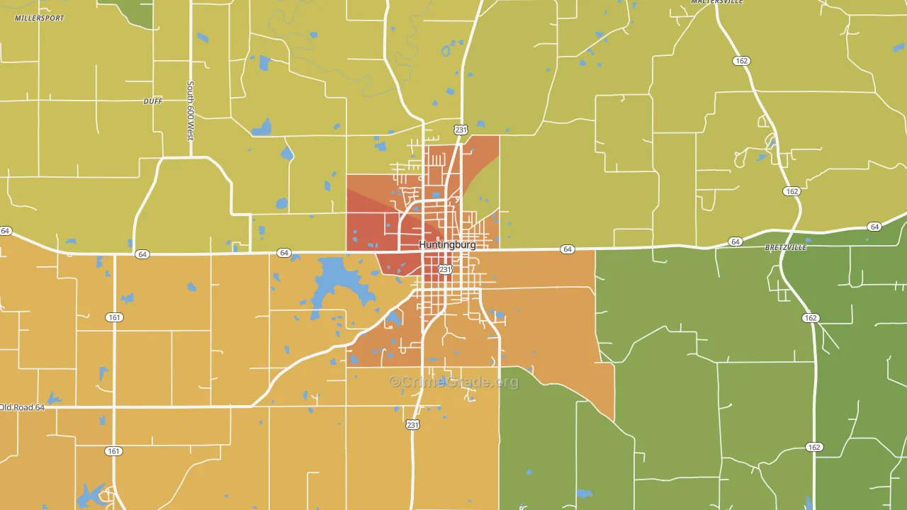 Huntingburg, IN Map of Vandalism Rates