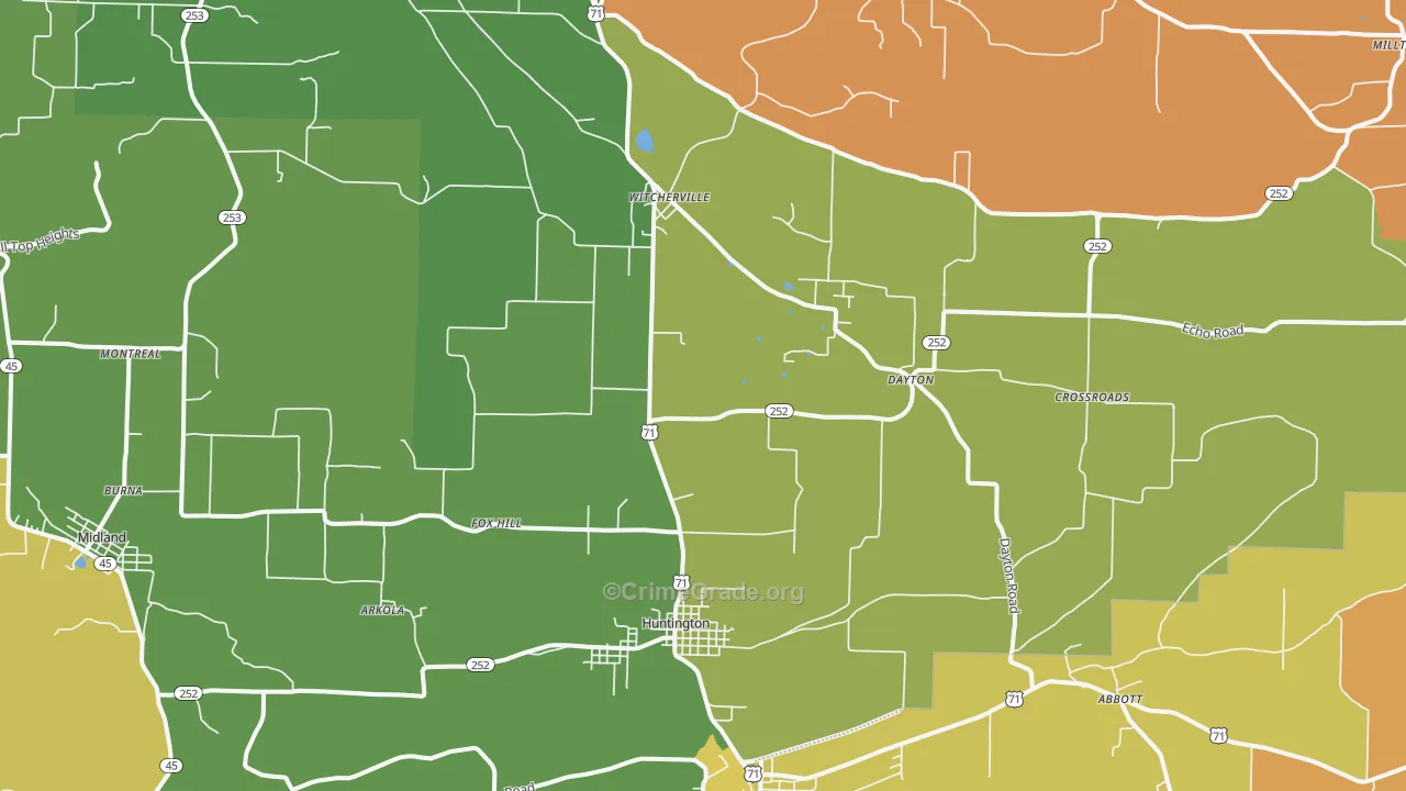 Huntington, AR Map of Vandalism Rates