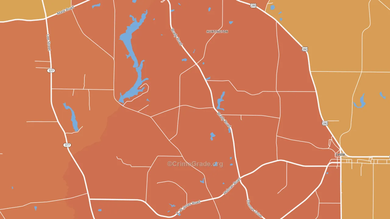 Huntington, GA Map of Vandalism Rates