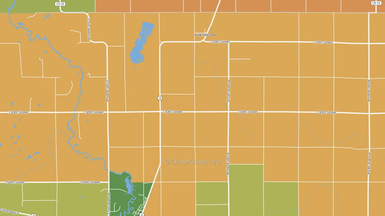 Huntington, IA Map of Vandalism Rates