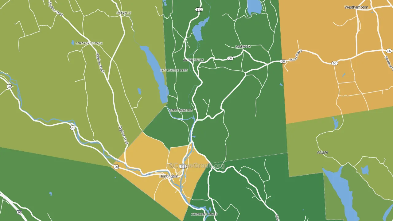 Huntington, MA Map of Vandalism Rates