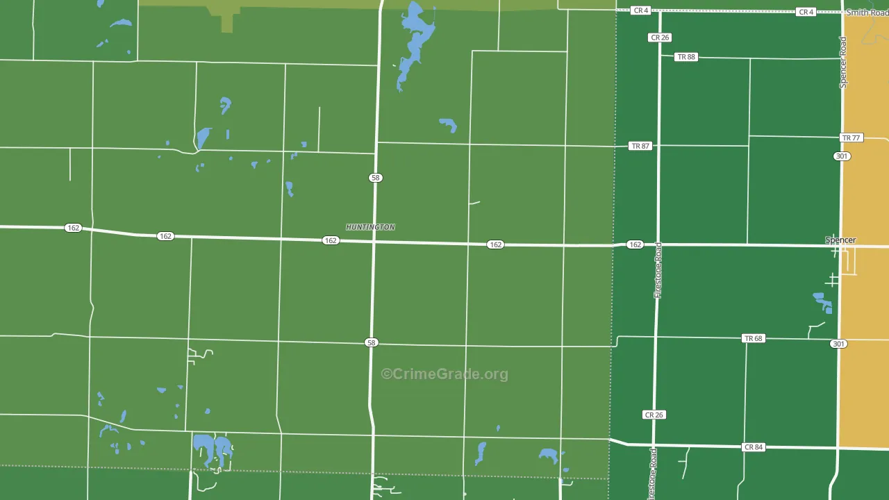 Huntington, OH Map of Vandalism Rates