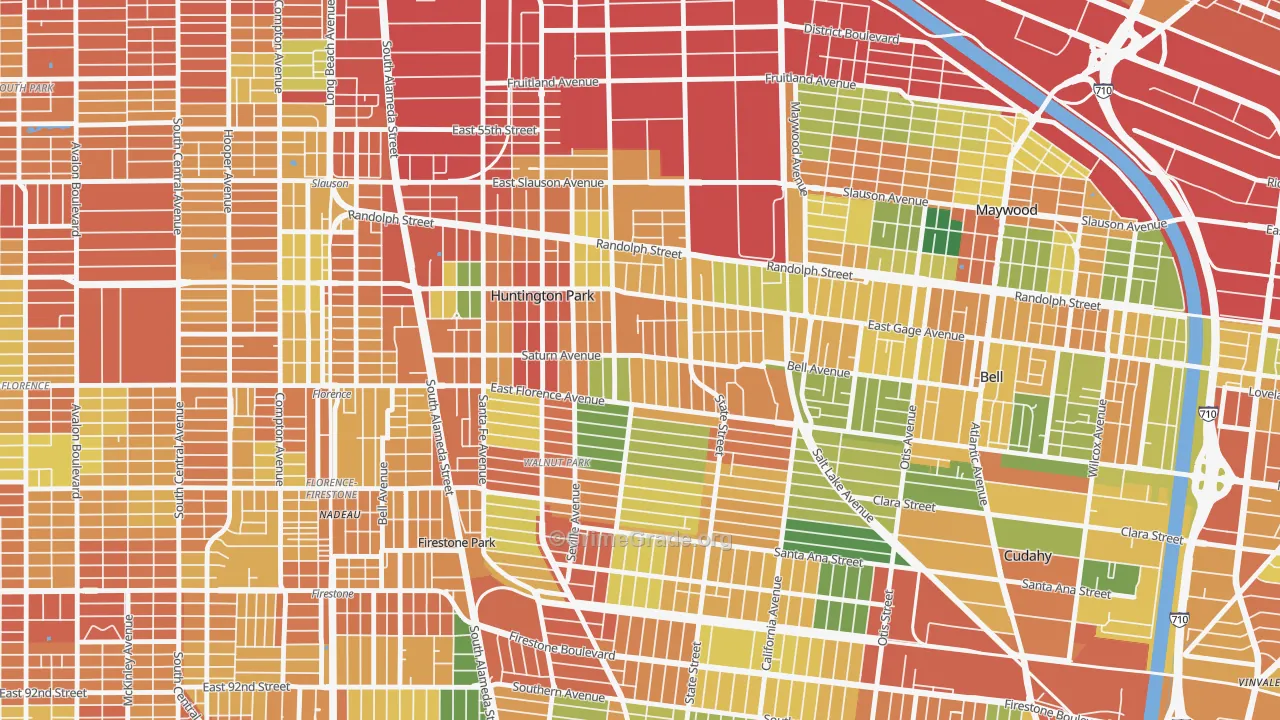 Huntington Park, CA Map of Vandalism Rates