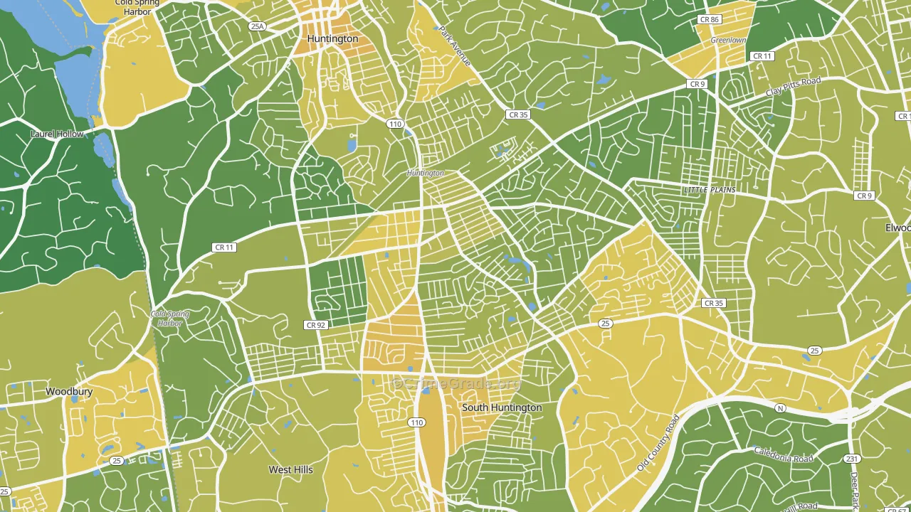 Huntington Station, NY Map of Vandalism Rates