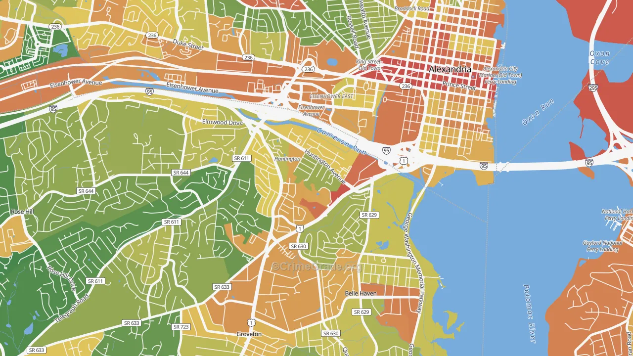 Huntington, VA Map of Vandalism Rates