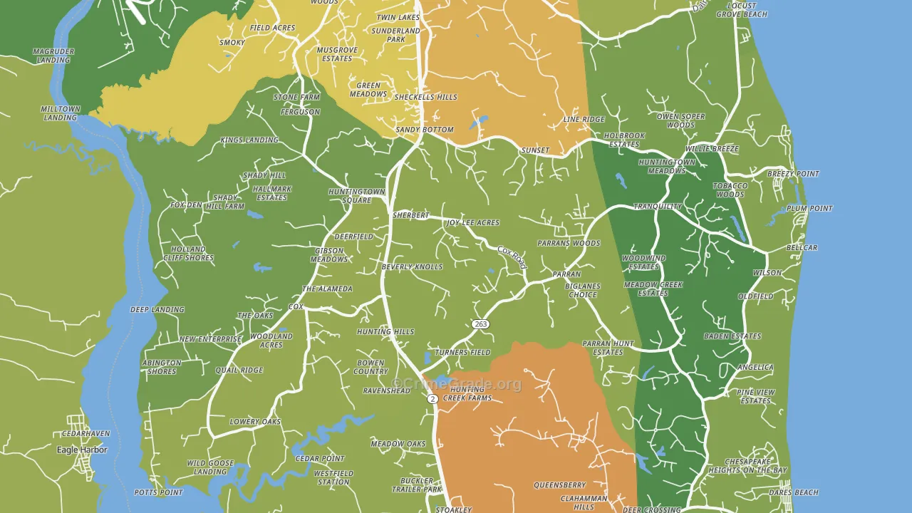 Huntingtown, MD Map of Vandalism Rates