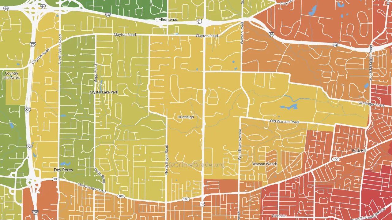 Huntleigh, MO Map of Vandalism Rates