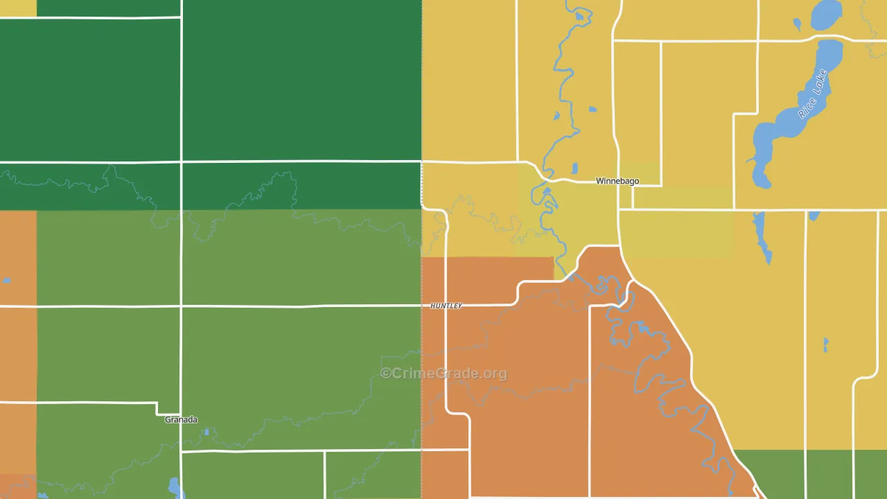 Huntley, MN Map of Vandalism Rates