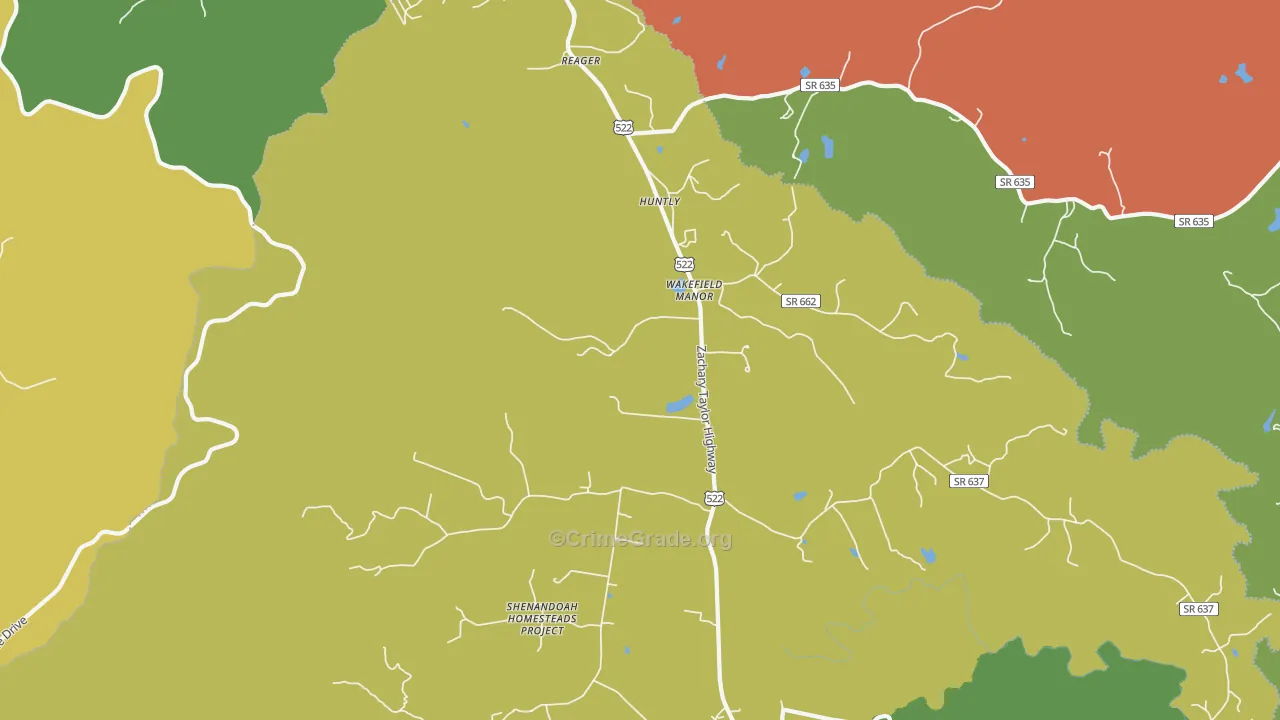 Huntly, VA Map of Vandalism Rates