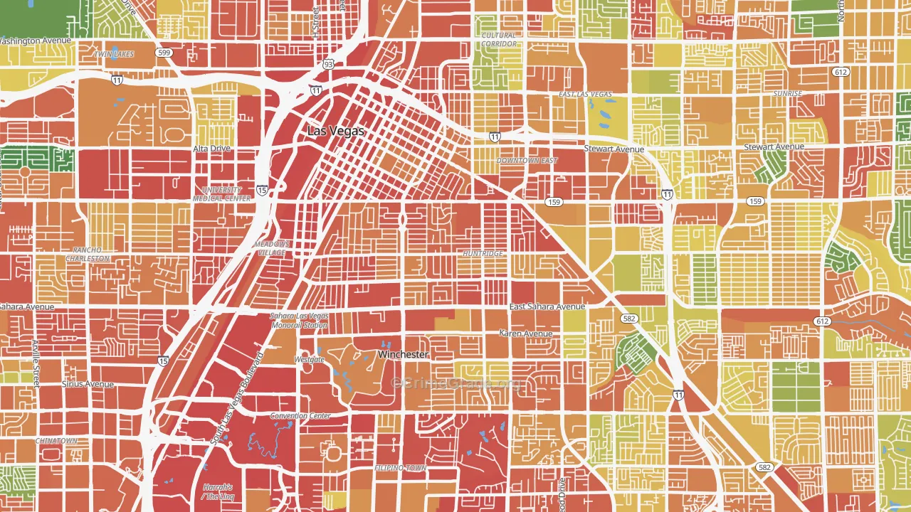 Huntridge, Las Vegas, NV Map of Vandalism Rates