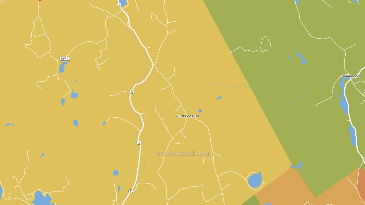 Hunts Corner, ME Map of Vandalism Rates
