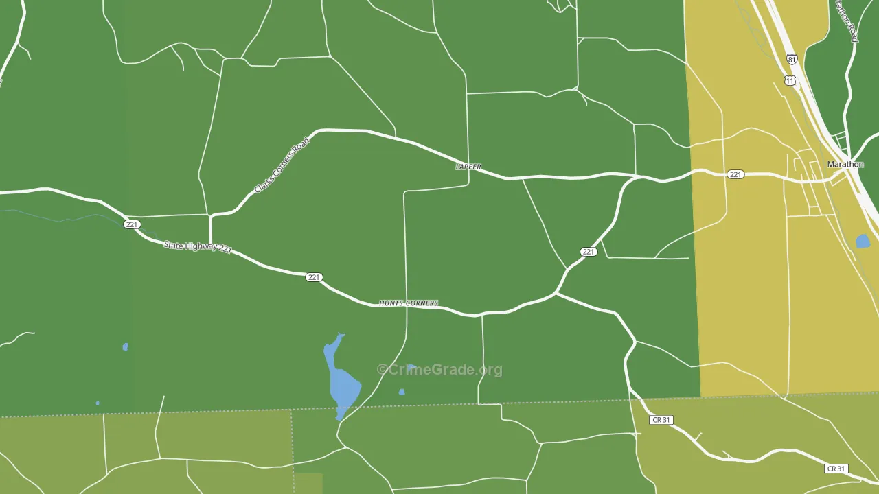 Hunts Corners, NY Map of Vandalism Rates