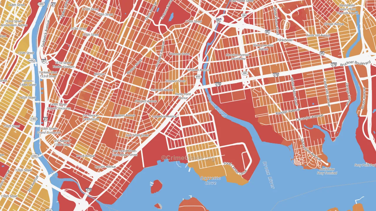 Hunts Point, Bronx, NY Map of Vandalism Rates