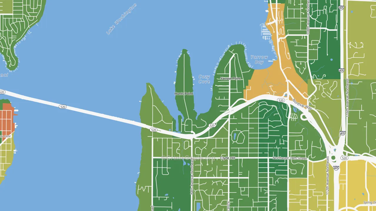 Hunts Point, WA Map of Vandalism Rates