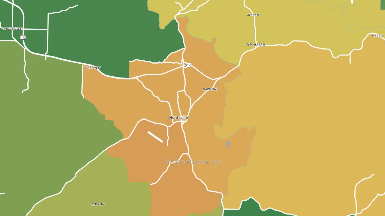 Huntsville, AR Map of Vandalism Rates