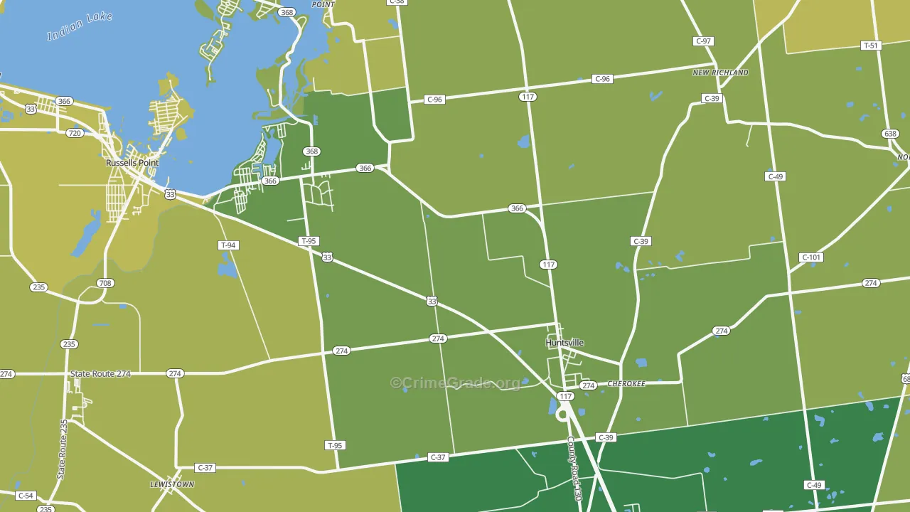 Huntsville, OH Map of Vandalism Rates