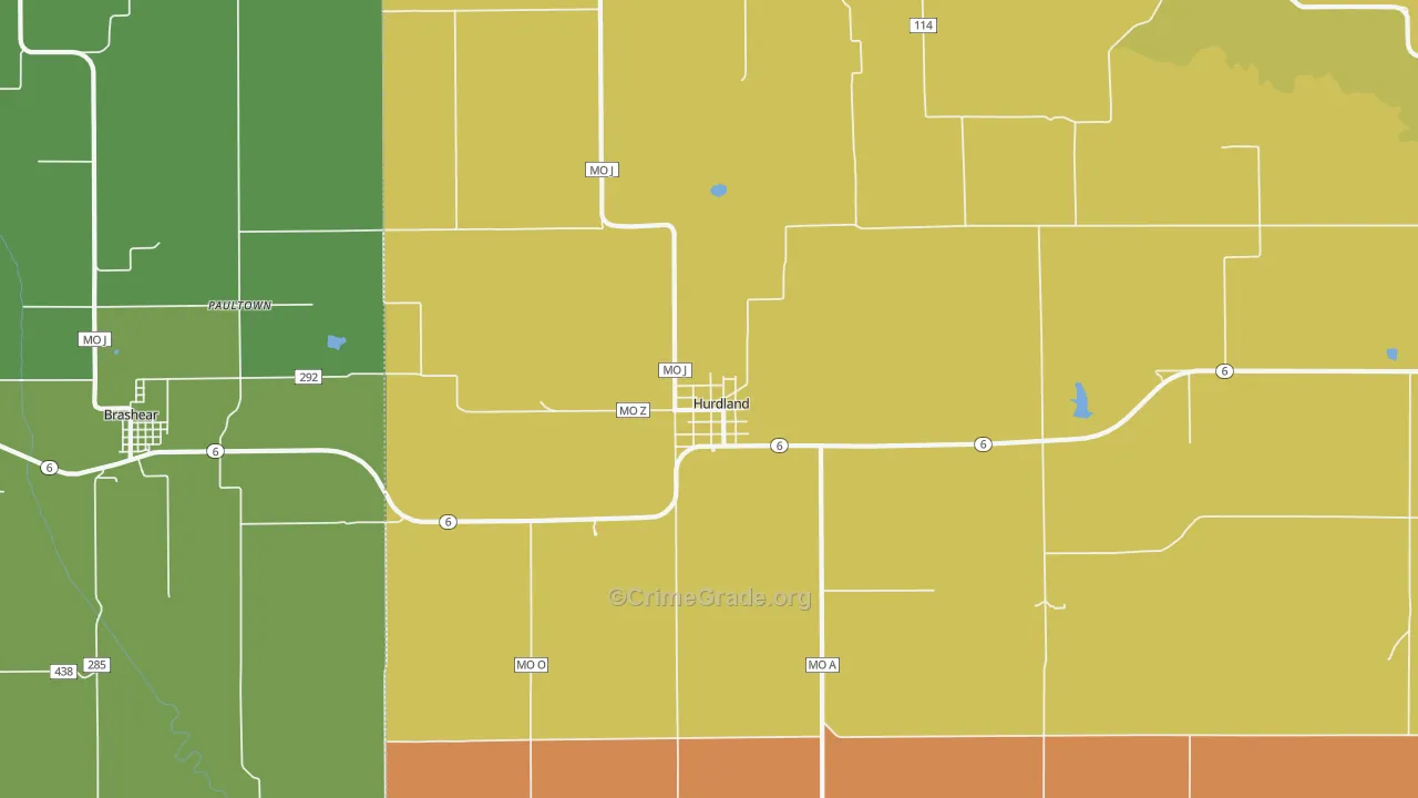 Hurdland, MO Map of Vandalism Rates