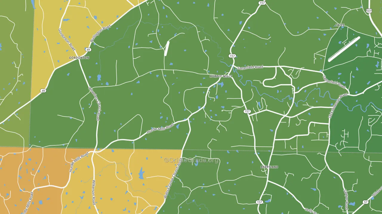 Hurdle Mills, NC Map of Vandalism Rates