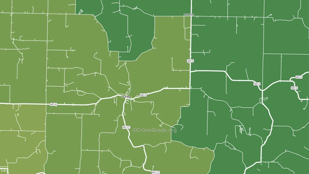 Hurley, MO Map of Vandalism Rates