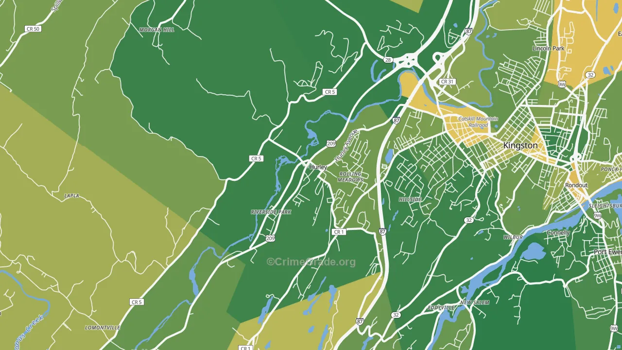 Hurley, NY Map of Vandalism Rates