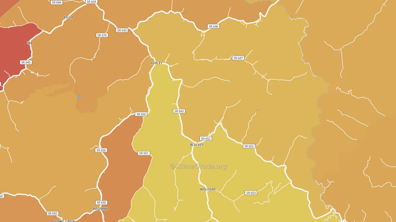 Hurley, VA Map of Vandalism Rates