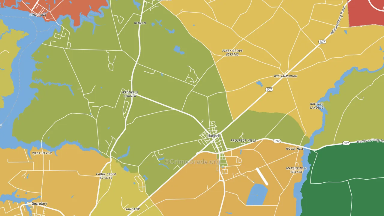 Hurlock, MD Map of Vandalism Rates