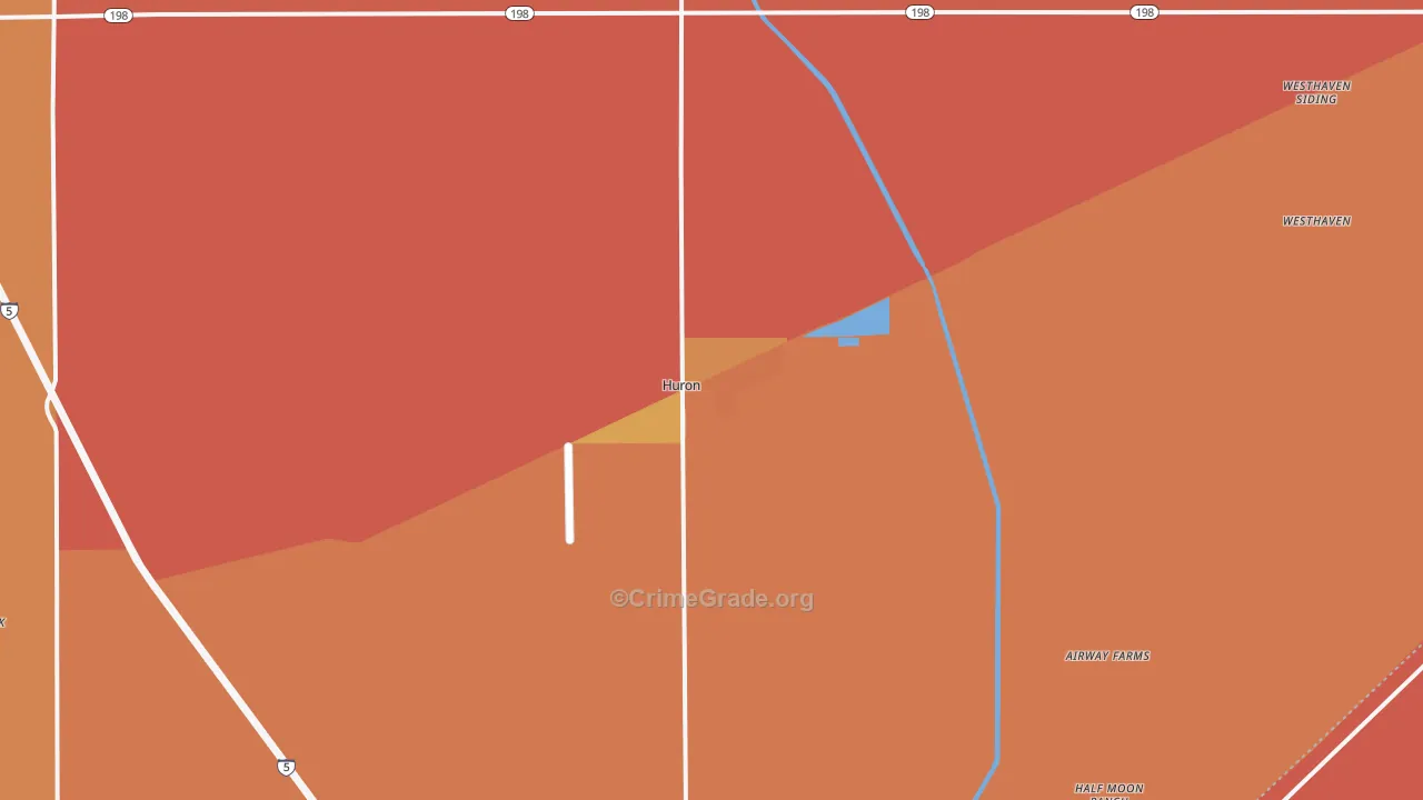 Huron, CA Map of Vandalism Rates