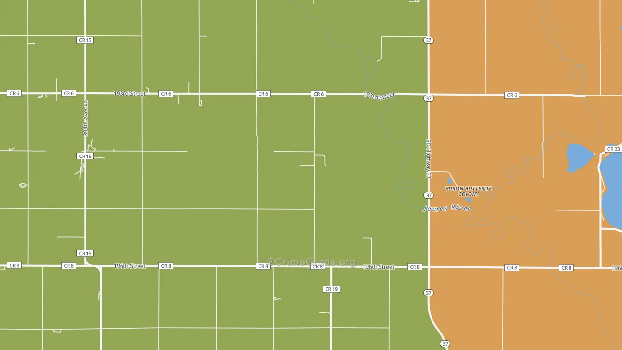 Huron Colony, SD Map of Vandalism Rates