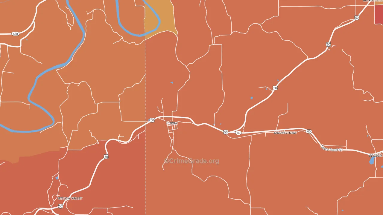 Huron, IN Map of Vandalism Rates