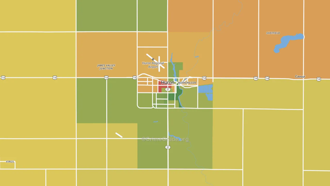 Huron, SD Map of Vandalism Rates