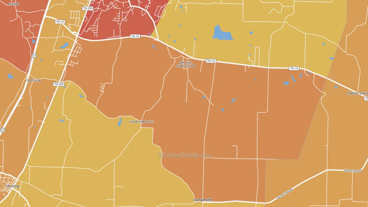 Hurricane Hill, TN Map of Vandalism Rates