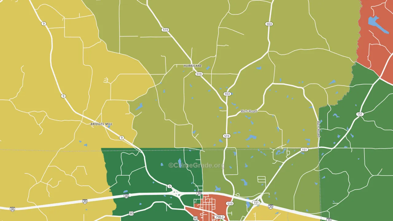 Hurricane, LA Map of Vandalism Rates