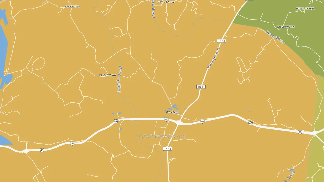 Hurricane Mills, TN Map of Vandalism Rates