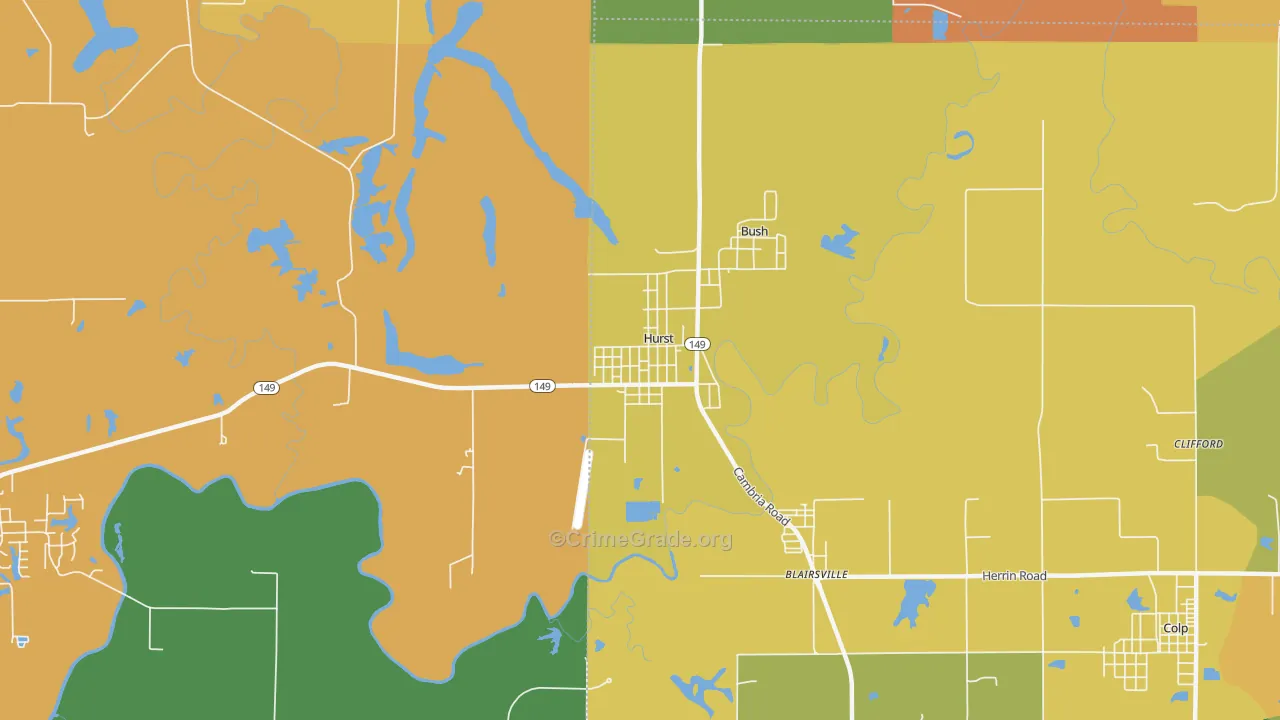 Hurst, IL Map of Vandalism Rates