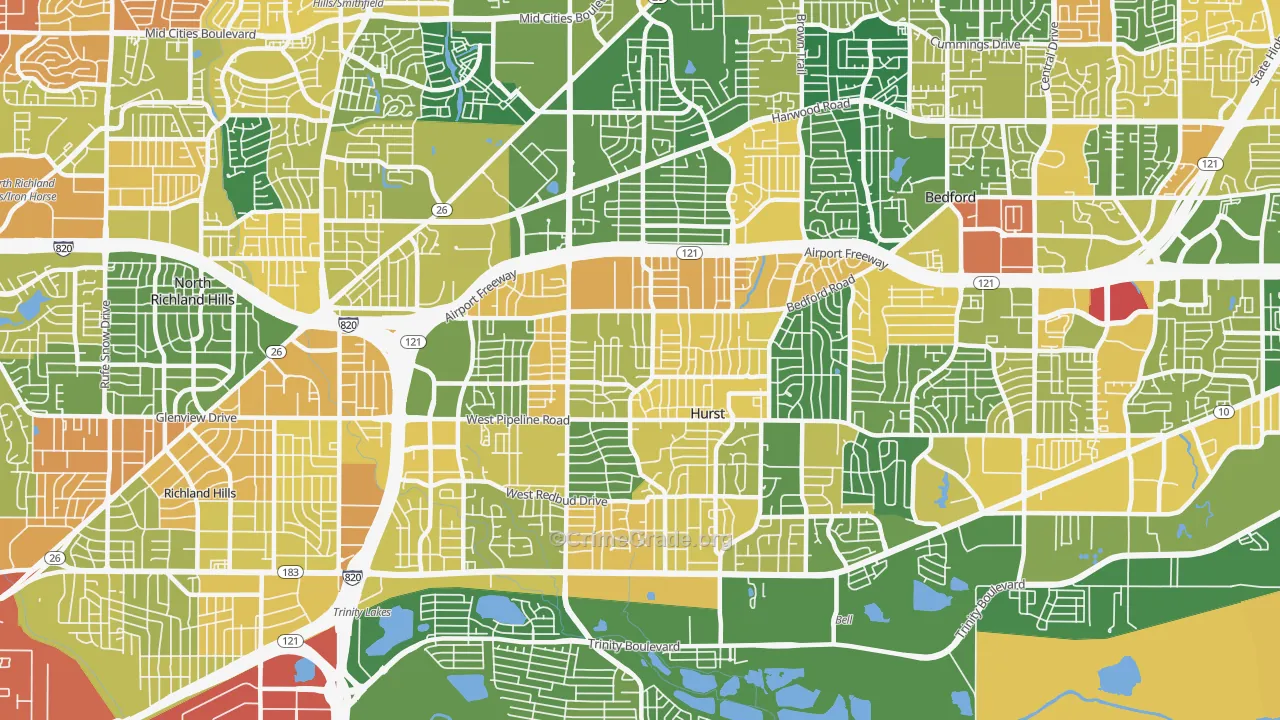 Hurst, TX Map of Vandalism Rates
