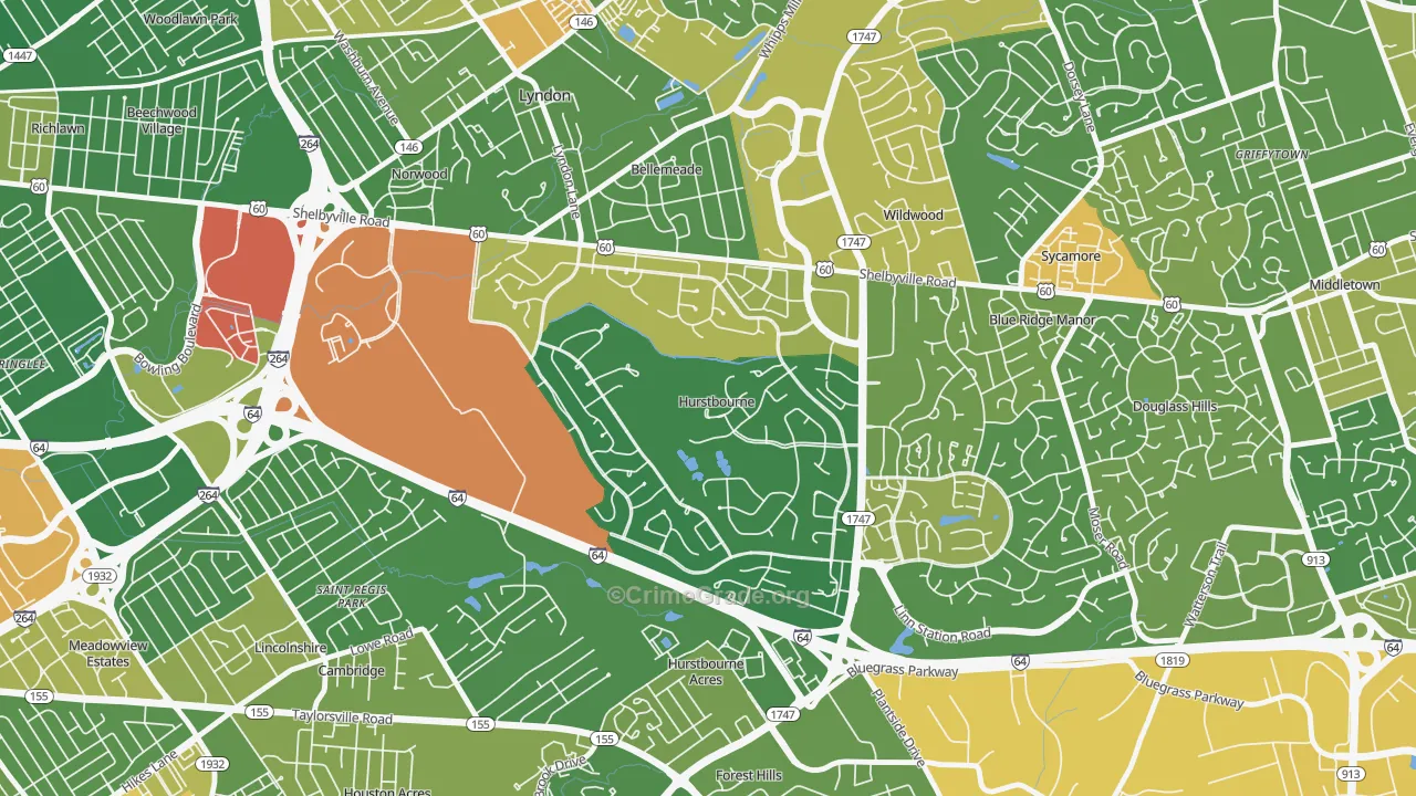 Hurstbourne, KY Map of Vandalism Rates