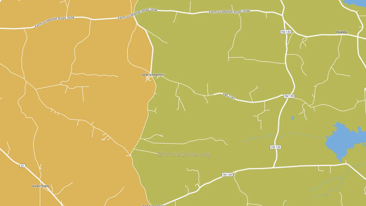 Hurstown, TX Map of Vandalism Rates