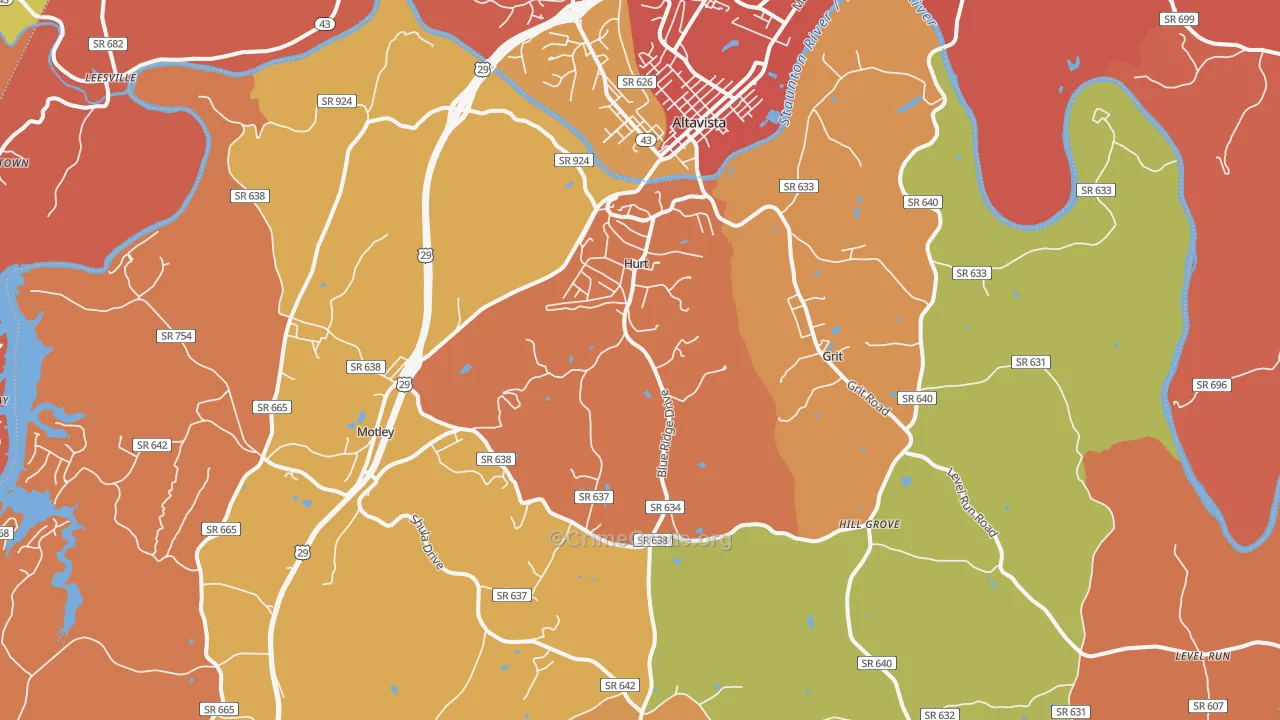 Hurt, VA Map of Vandalism Rates