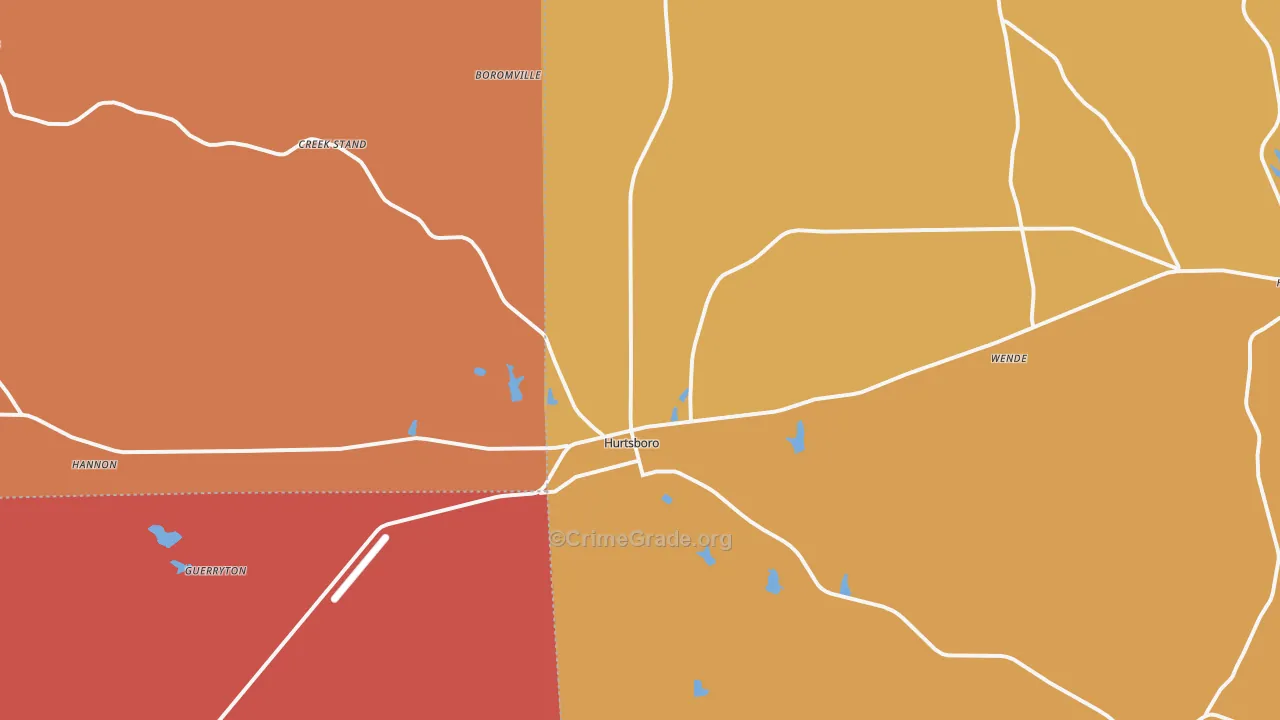 Hurtsboro, AL Map of Vandalism Rates