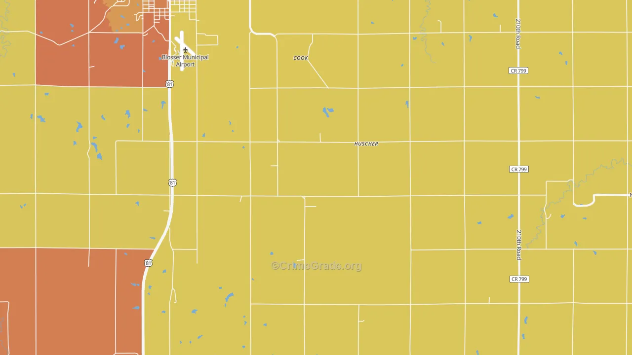 Huscher, KS Map of Vandalism Rates