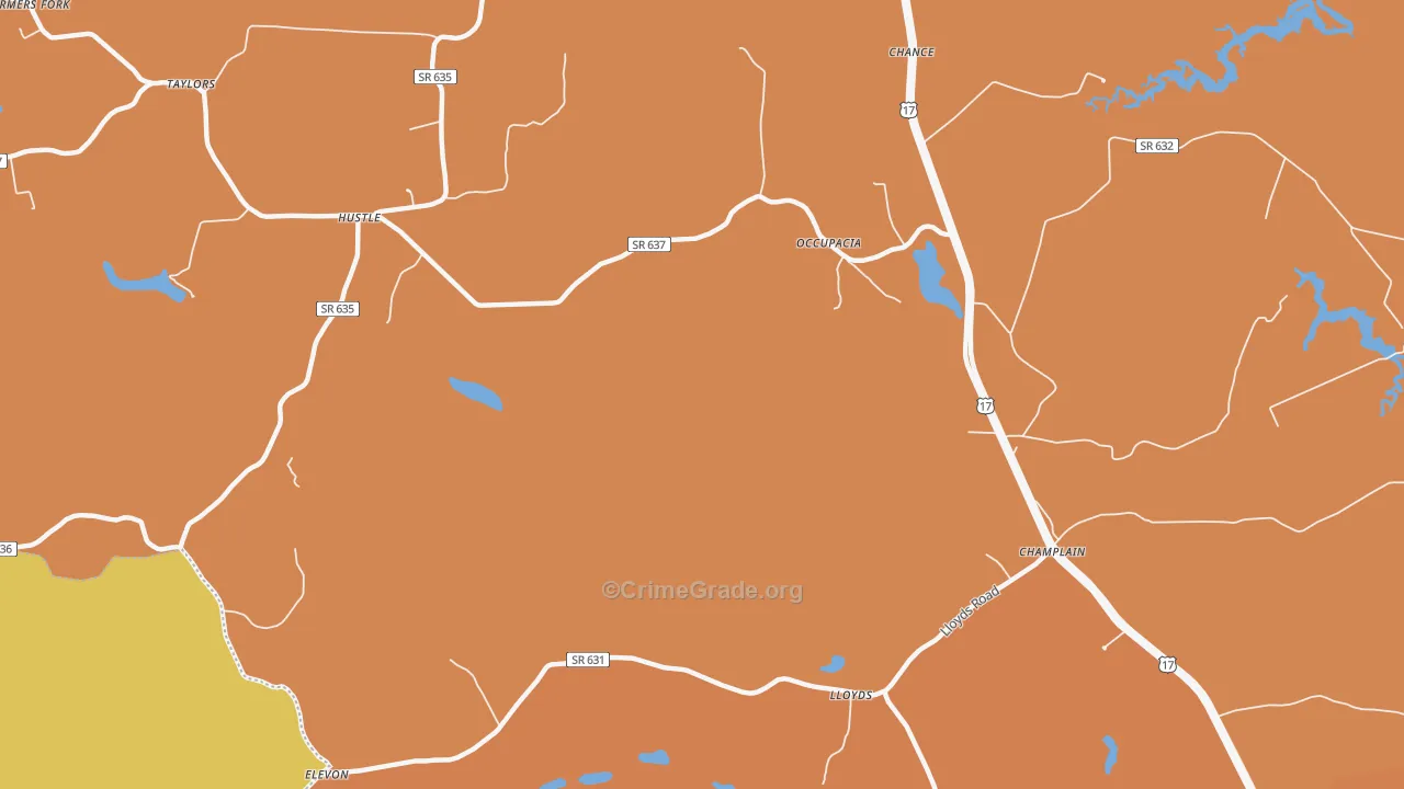 Hustle, VA Map of Vandalism Rates