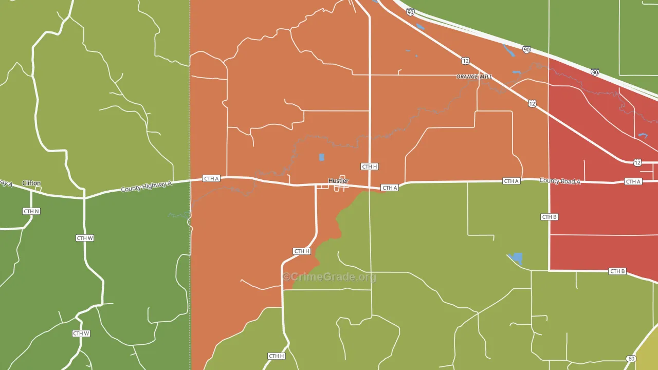 Hustler, WI Map of Vandalism Rates