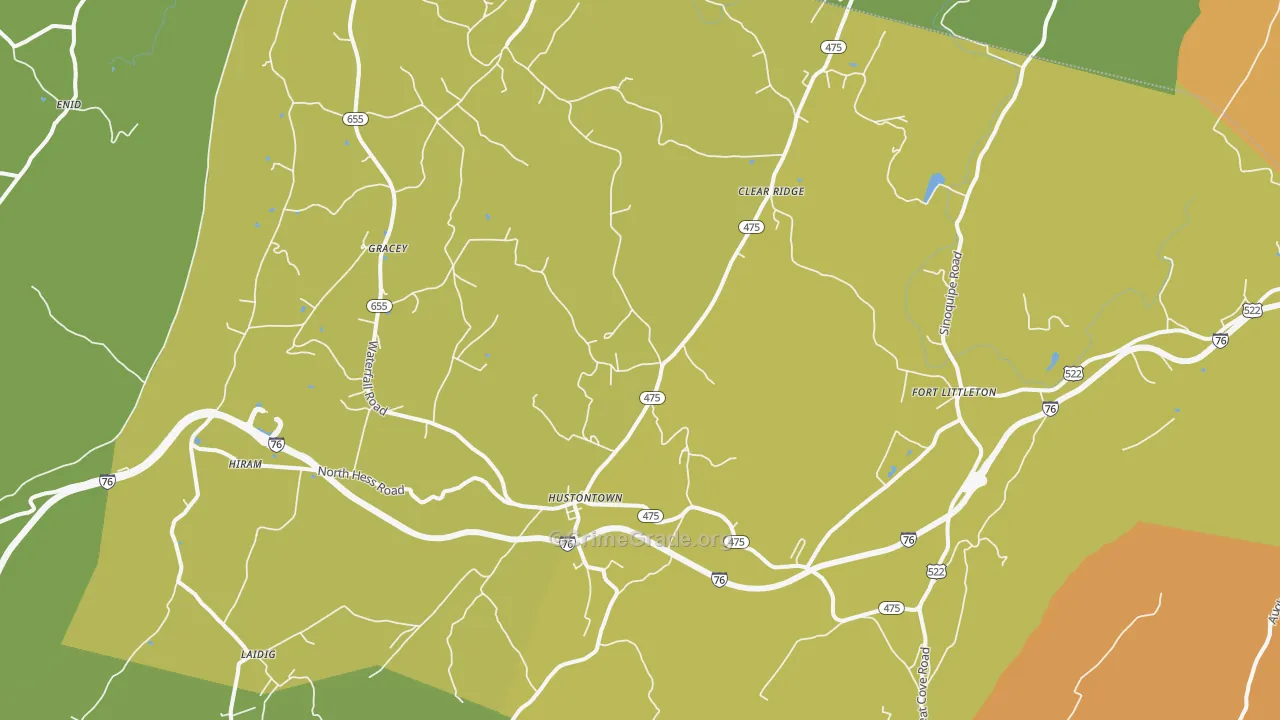 Hustontown, PA Map of Vandalism Rates
