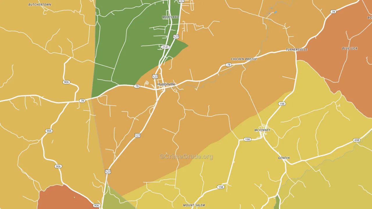 Hustonville, KY Map of Vandalism Rates