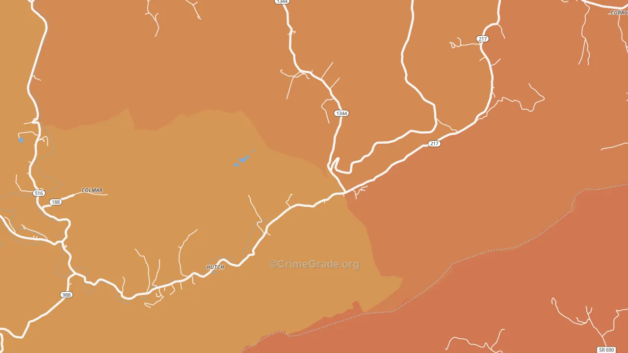 Hutch, KY Map of Vandalism Rates