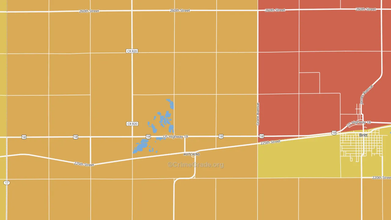 Hutchins, IA Map of Vandalism Rates