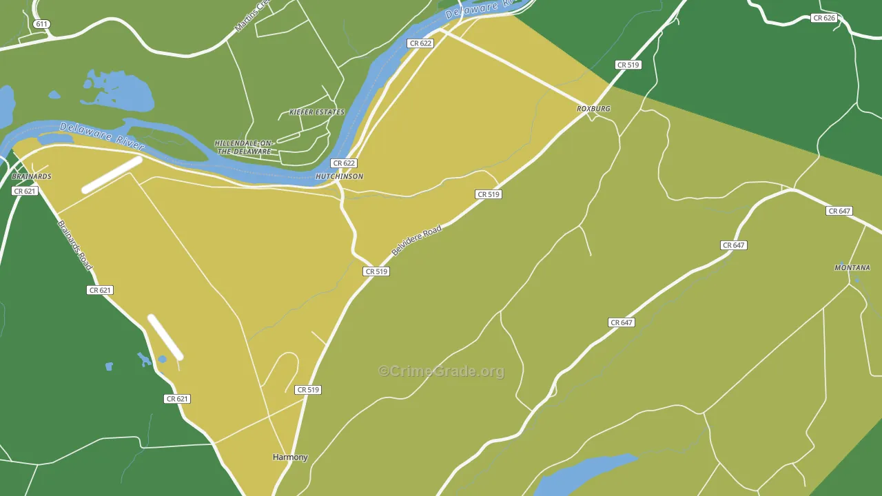 Hutchinson, NJ Map of Vandalism Rates